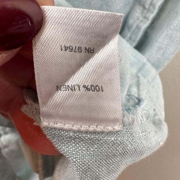 J. Jill Love Linen Dress Sleeveless Pockets Button Detail Aqua Medium Coastal - Picture 10 of 12